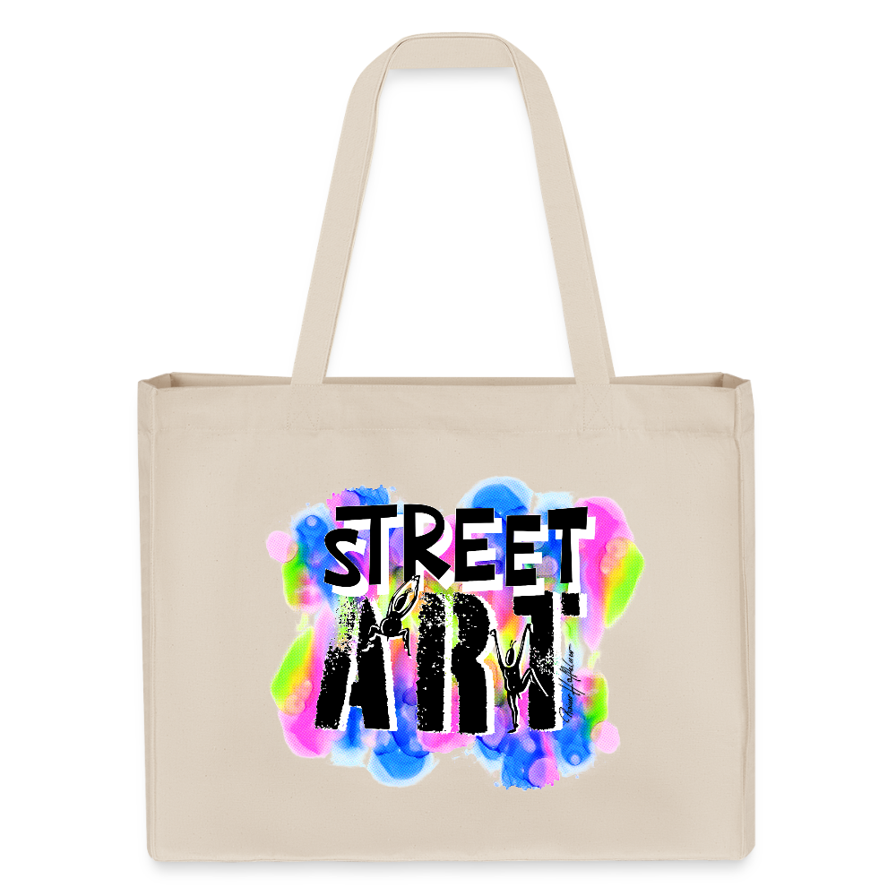 Recycelter Shopping Bag mit STREET ART PRINT - Naturweiß