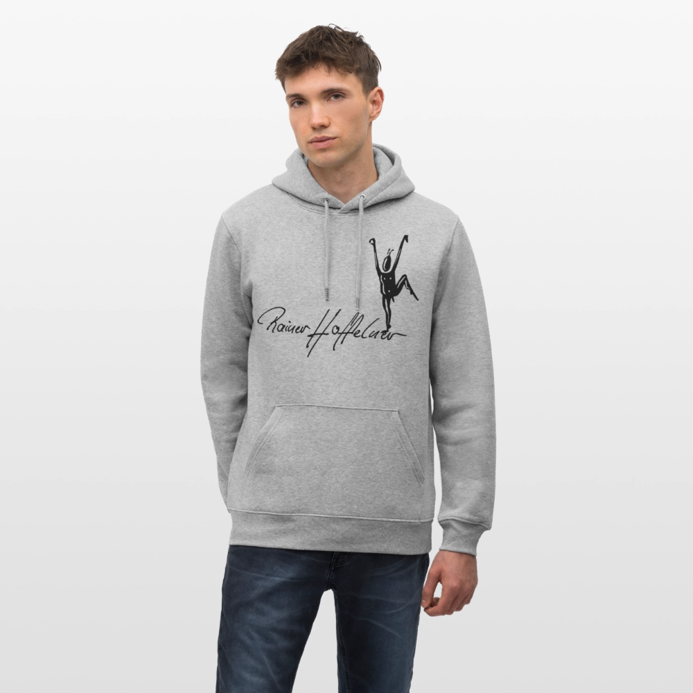 Unisex Bio-Hoodie mit TUSCHEMÄNNCHEN PRINT - Grau meliert