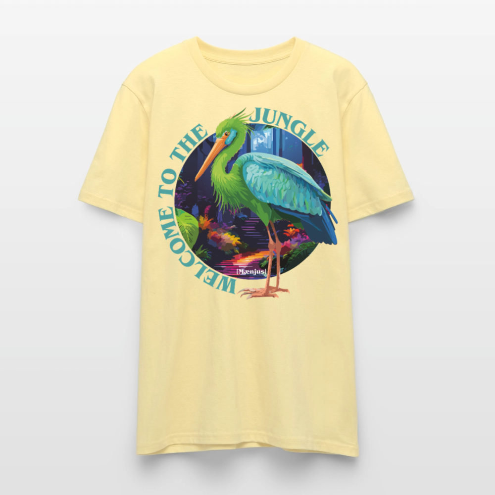 Unisex T-Shirt mit WELCOME TO THE JUNGLE PRINT Vorderseite - Creme