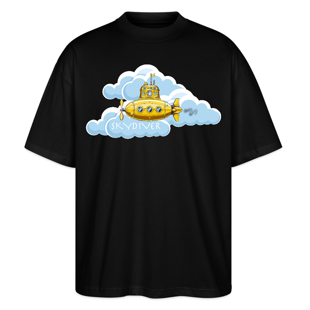 Oversized Unisex Bio T-Shirt mit SKYDIVER PRINT - Schwarz
