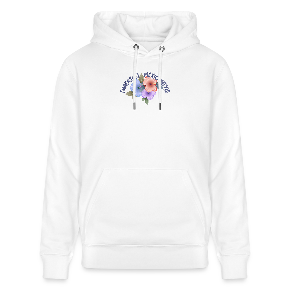 Unisex Hoodie mit MAENJUS MEXICANSTYLE PRINT Vorder- und Rückseite - Weiß