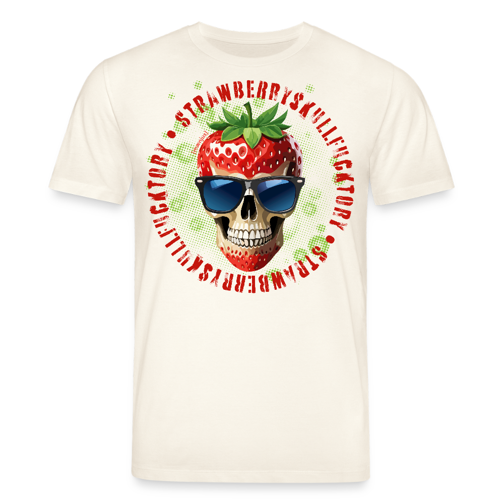 Unisex Bio-T-Shirt mit STRAWBERRY SKULL PRINT Vorderseite - Naturweiß