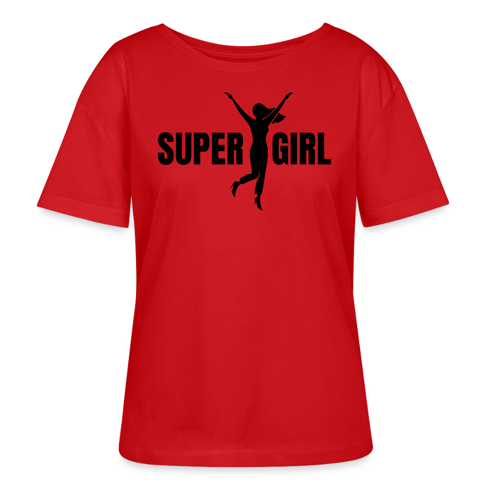 Frauen T-Shirt mit SUPERGIRL PRINT - Rot