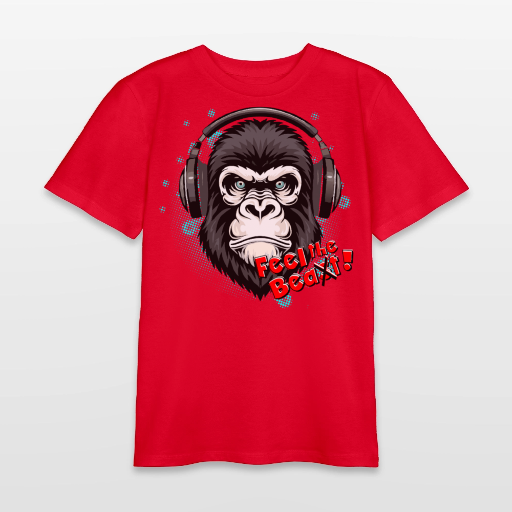 MNJS TEENS Bio T-Shirt mit FEEL THE BEA(S)T PRINT - Rot