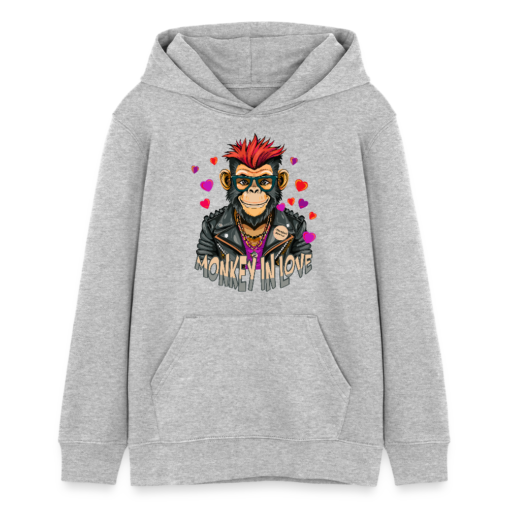 MNJS TEENS Bio-Hoodie mit MONKEY IN LOVE PRINT - Grau meliert