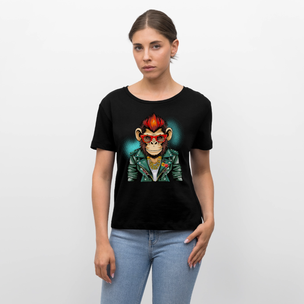 Frauen T-Shirt mit MONKEYPRINT - Schwarz