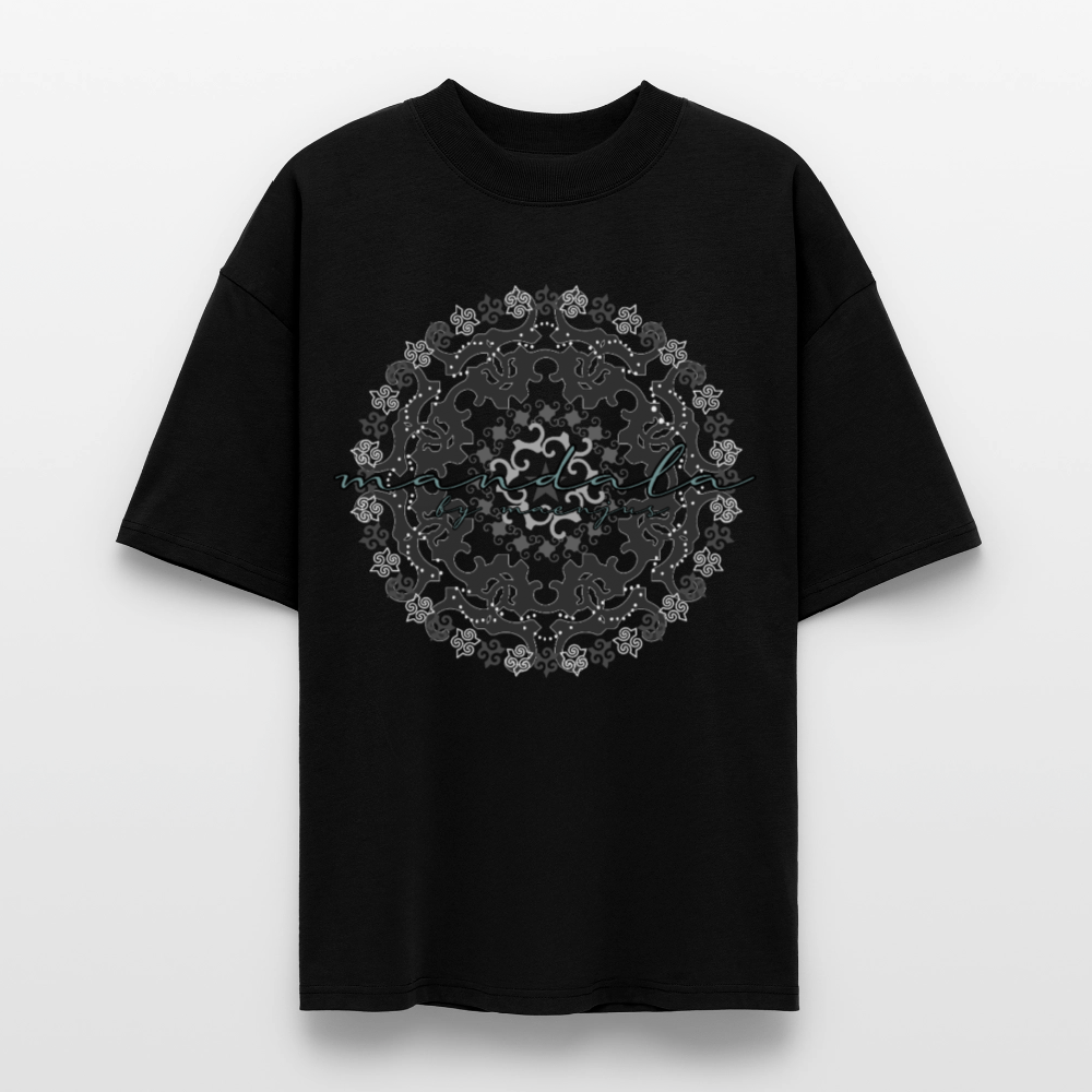 Oversized Unisex Bio T-Shirt mit BLACK MANDALA PRINT - Schwarz