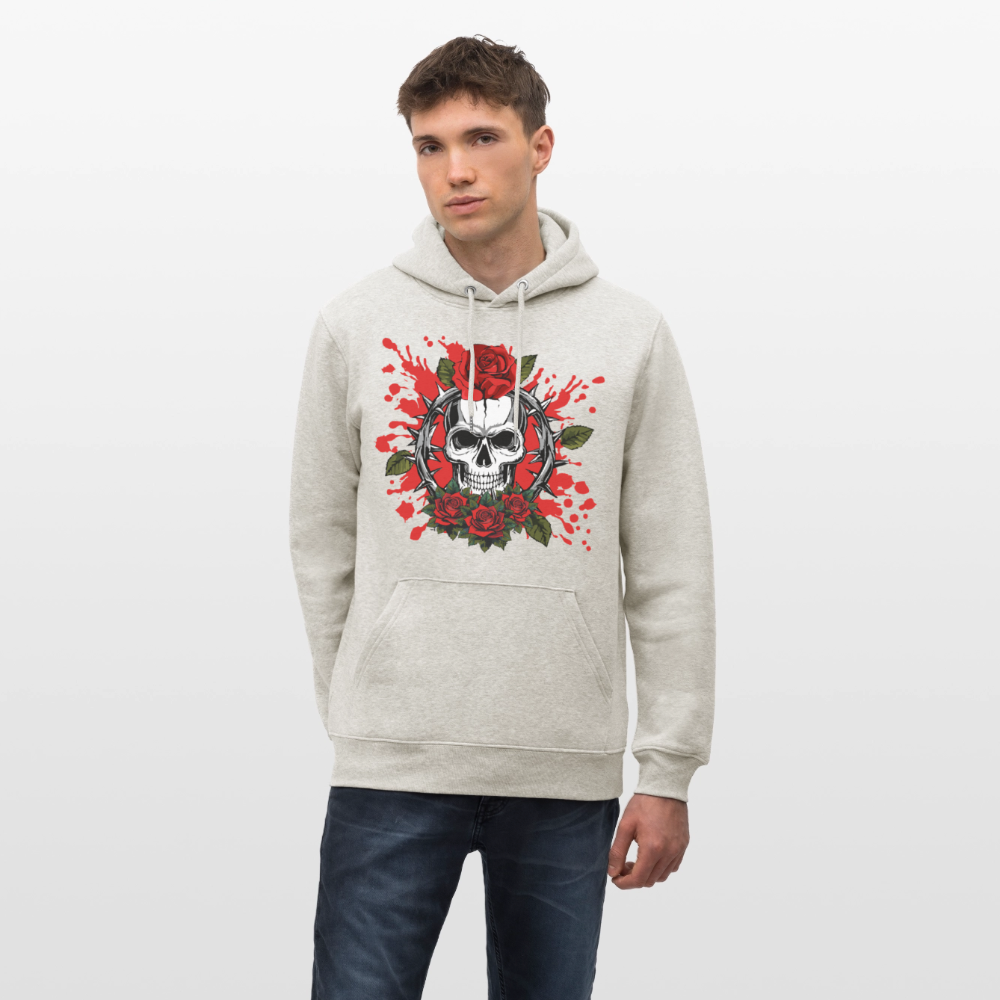 Unisex Hoodie mit ROSENSKULL PRINT - Beige meliert
