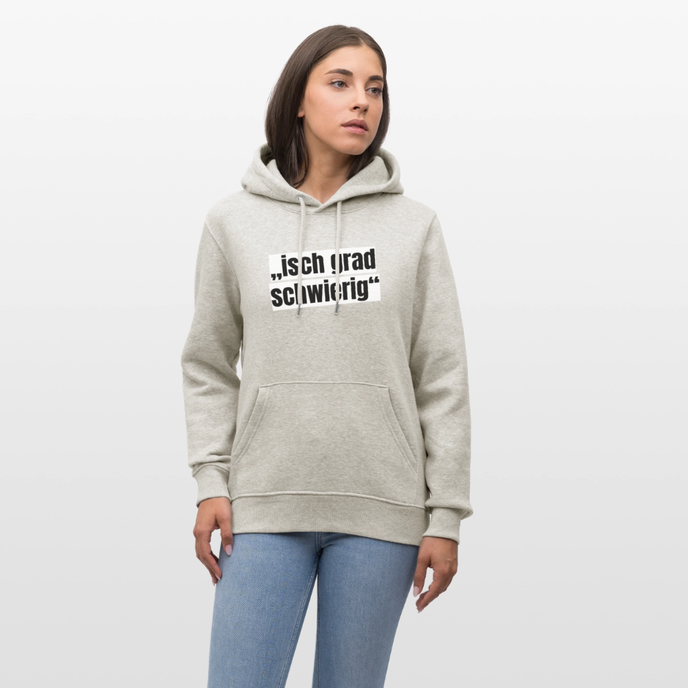 Unisex Hoodie mit ISCH GRAD SCHWIERIG PRINT - Beige meliert