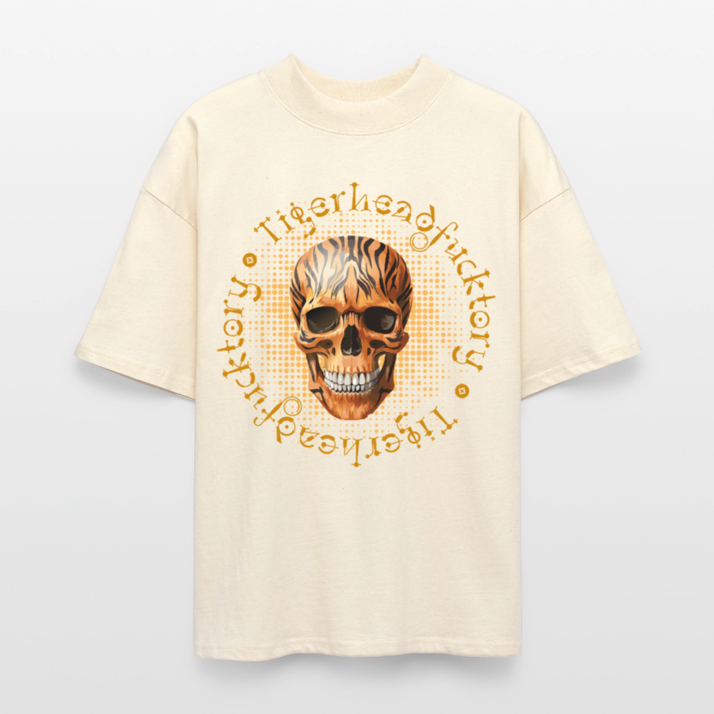 Oversized Unisex T-Shirt mit TIGERHEAD SKULL PRINT - Weißgrau