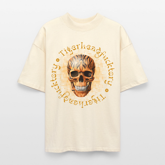 Oversized Unisex T-Shirt mit TIGERHEAD SKULL PRINT - Weißgrau