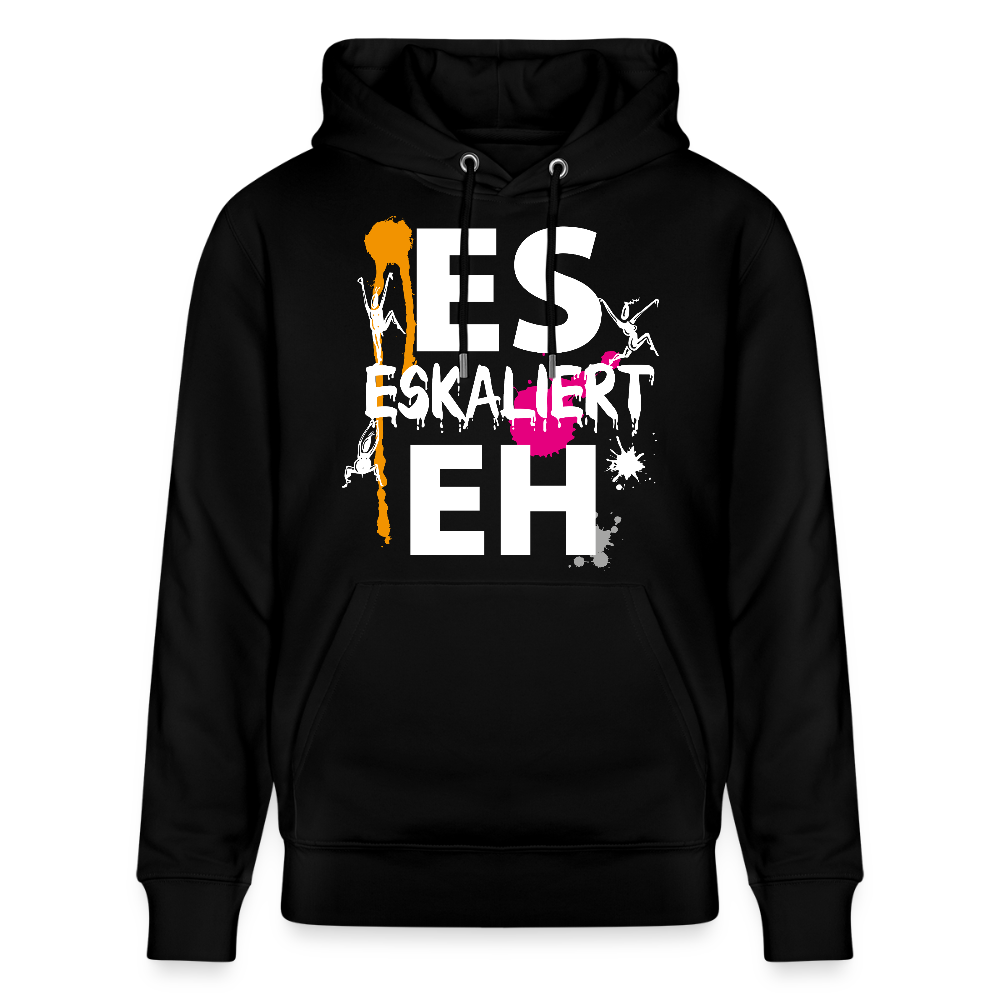 Unisex Hoodie mit ES ESKALIERT EH PRINT - Schwarz