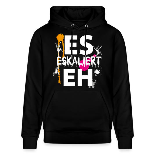 Unisex Hoodie mit ES ESKALIERT EH PRINT - Schwarz