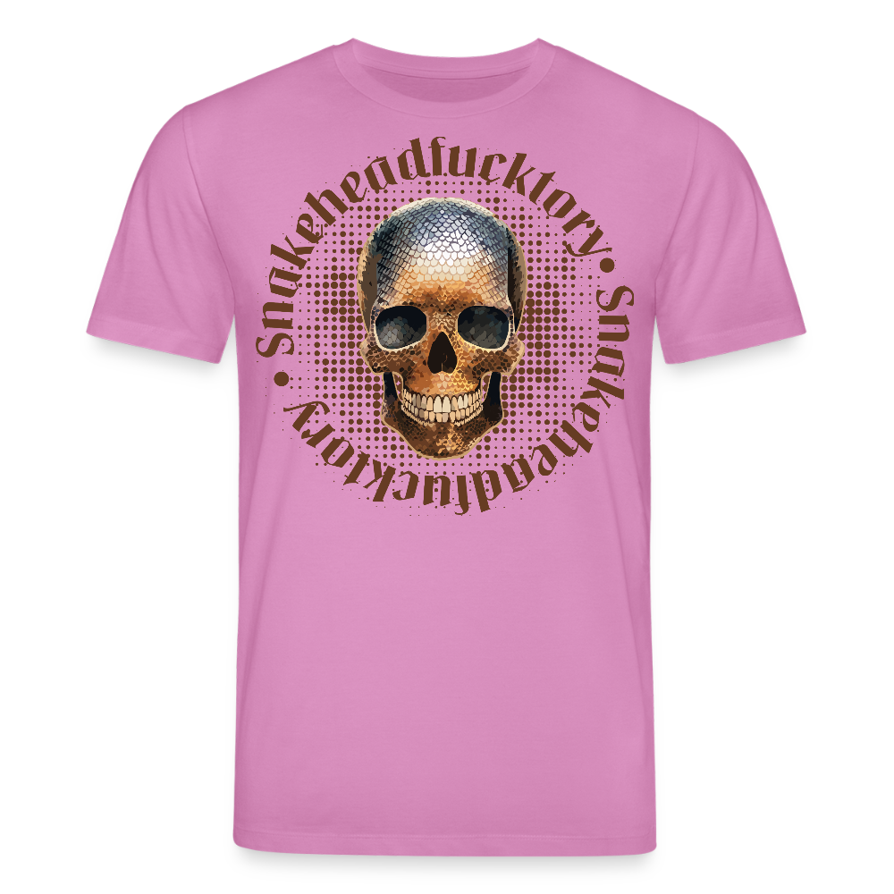 Unisex Bio-T-Shirt mit SNAKEHEAD SKULL PRINT Vorderseite - Pink