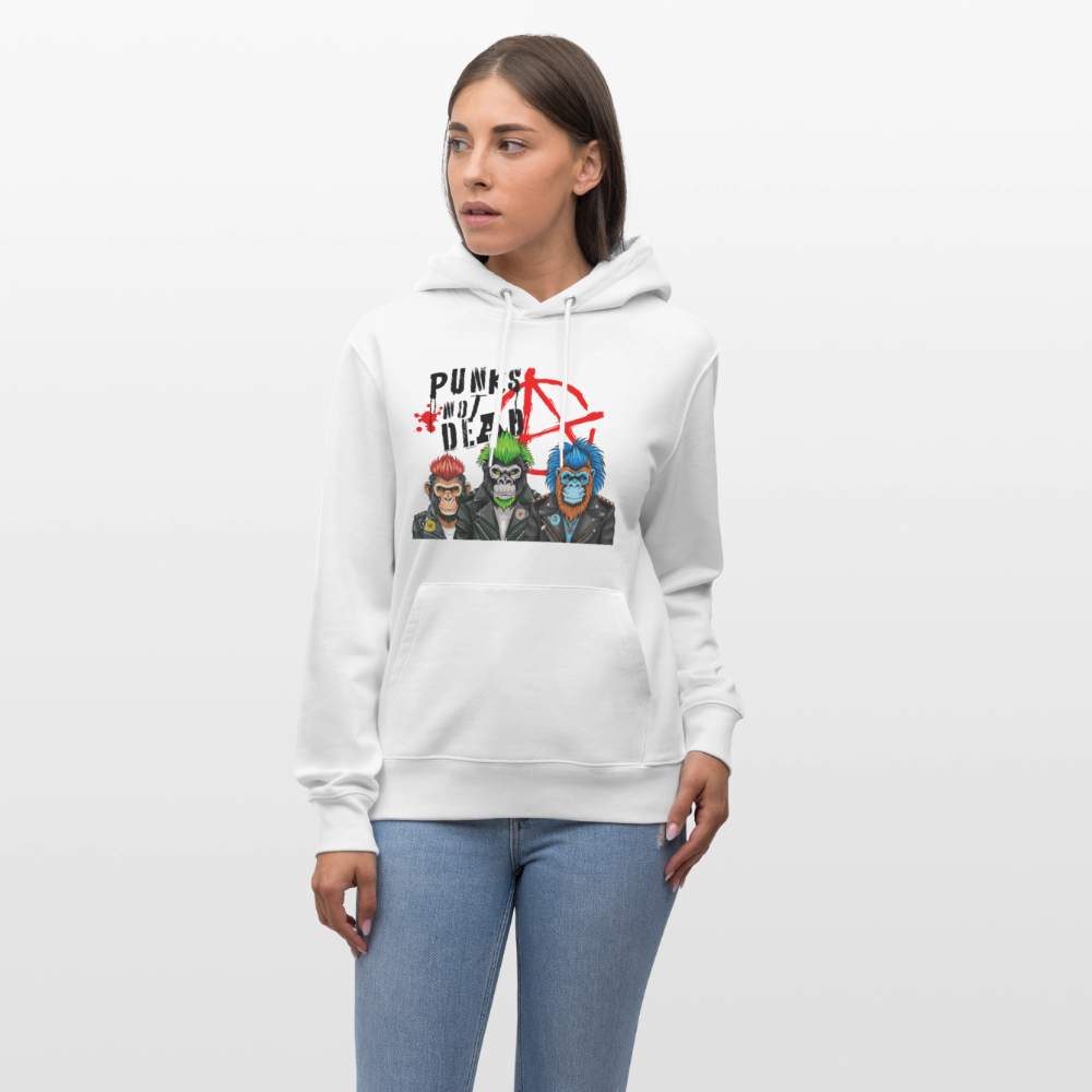 Unisex Hoodie mit PUNKS NOT DEAD PRINT - Weiß