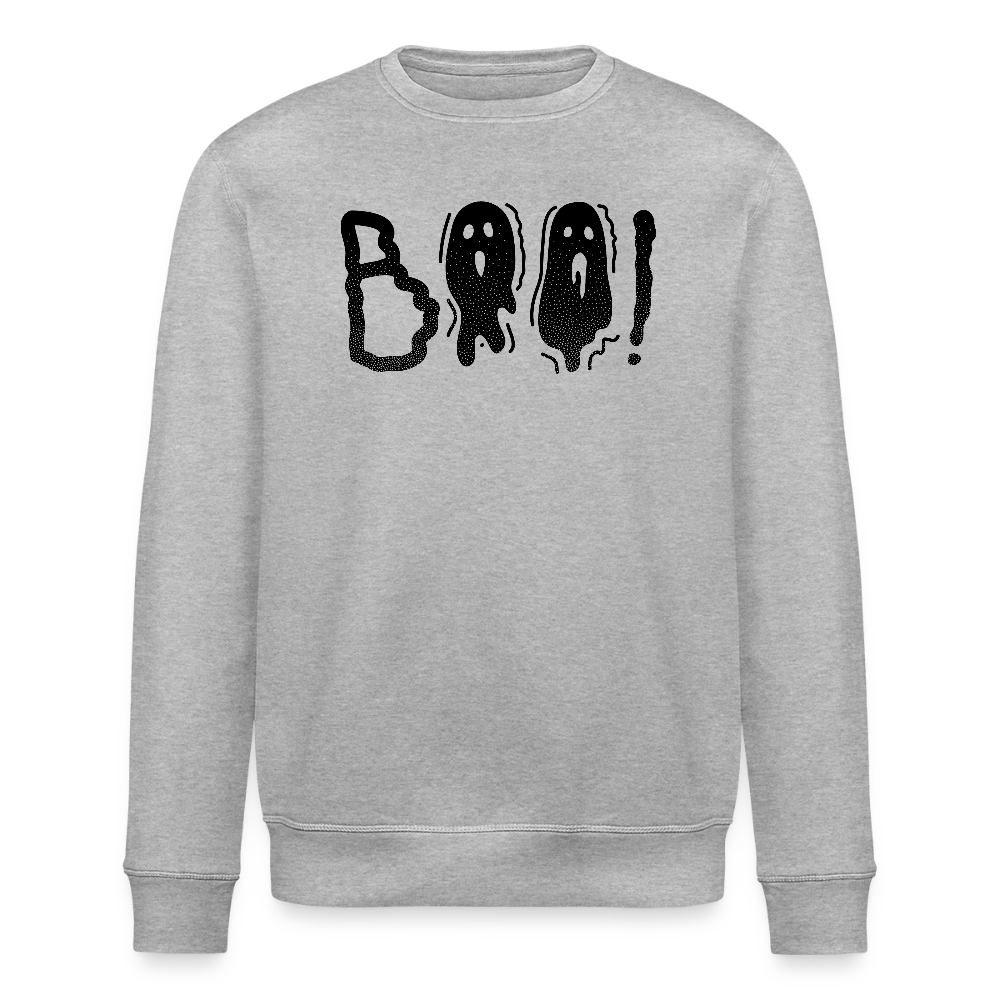 Unisex Bio-Sweatshirt mit BOO! PRINT - Grau meliert