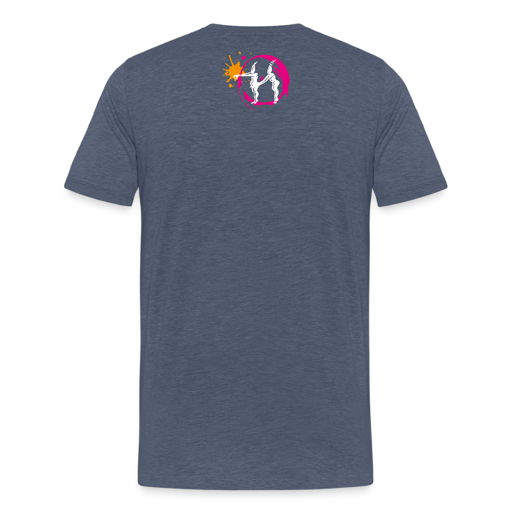 Männer Premium T-Shirt mit ES ESKALIERT EH PRINT - Blau meliert