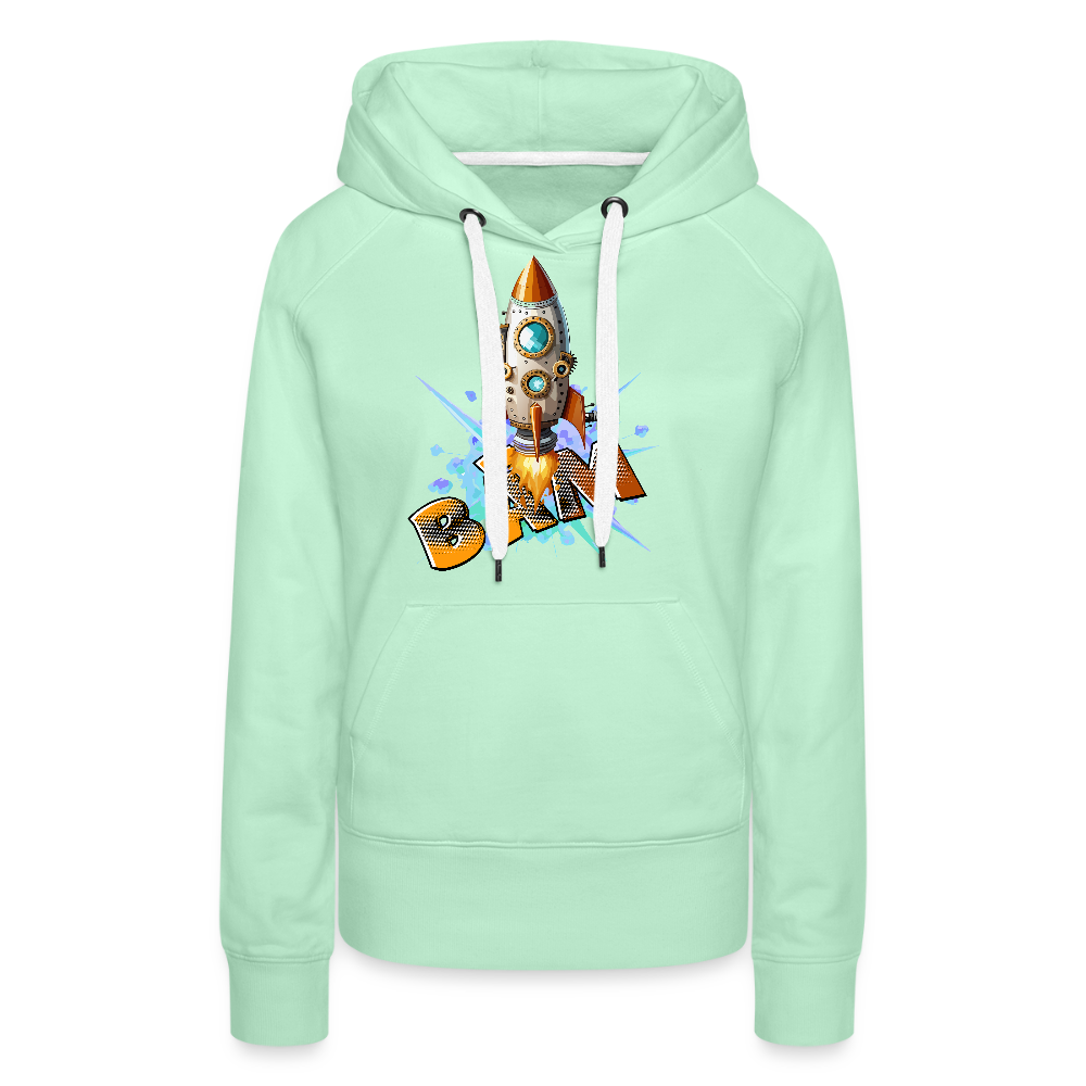 Frauen Premium Hoodie mit RAKETE PRINT - helles Mintgrün