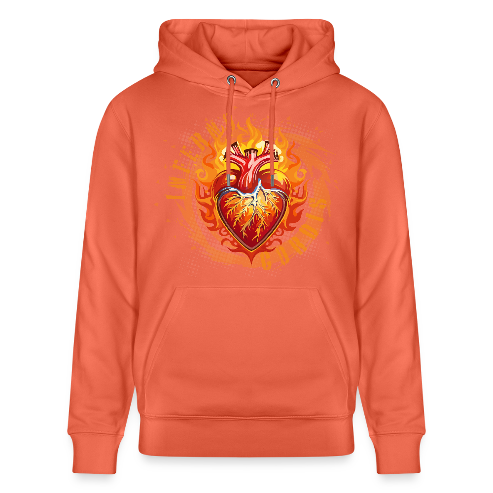 Unisex Bio-Hoodie mit FEUERHERZ PRINT - Hellrot
