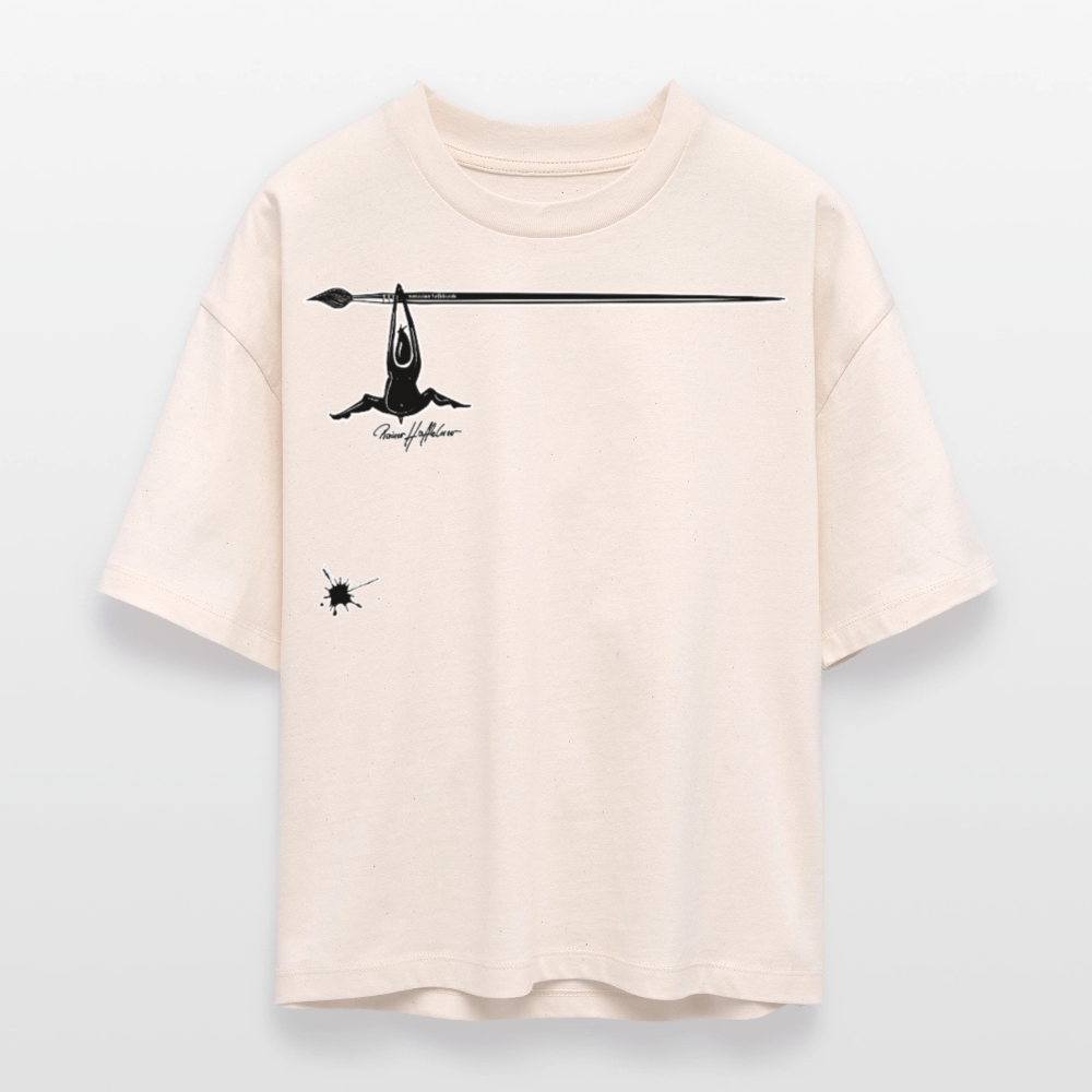 Frauen Boxy Bio-T-Shirt mit MÄNNLE PRINT - Weißgrau