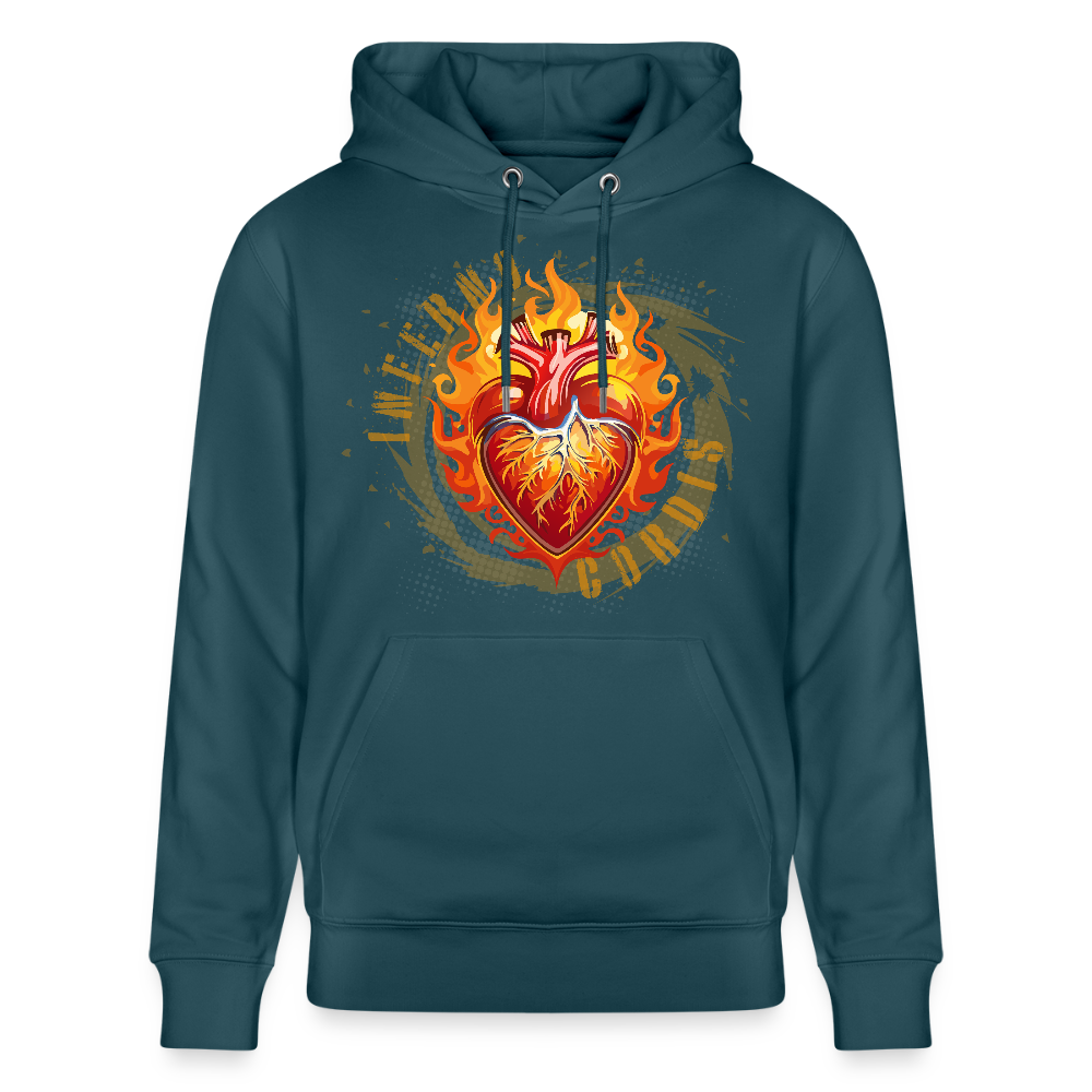 Unisex Bio-Hoodie mit FEUERHERZ PRINT - Dunkles Petrol