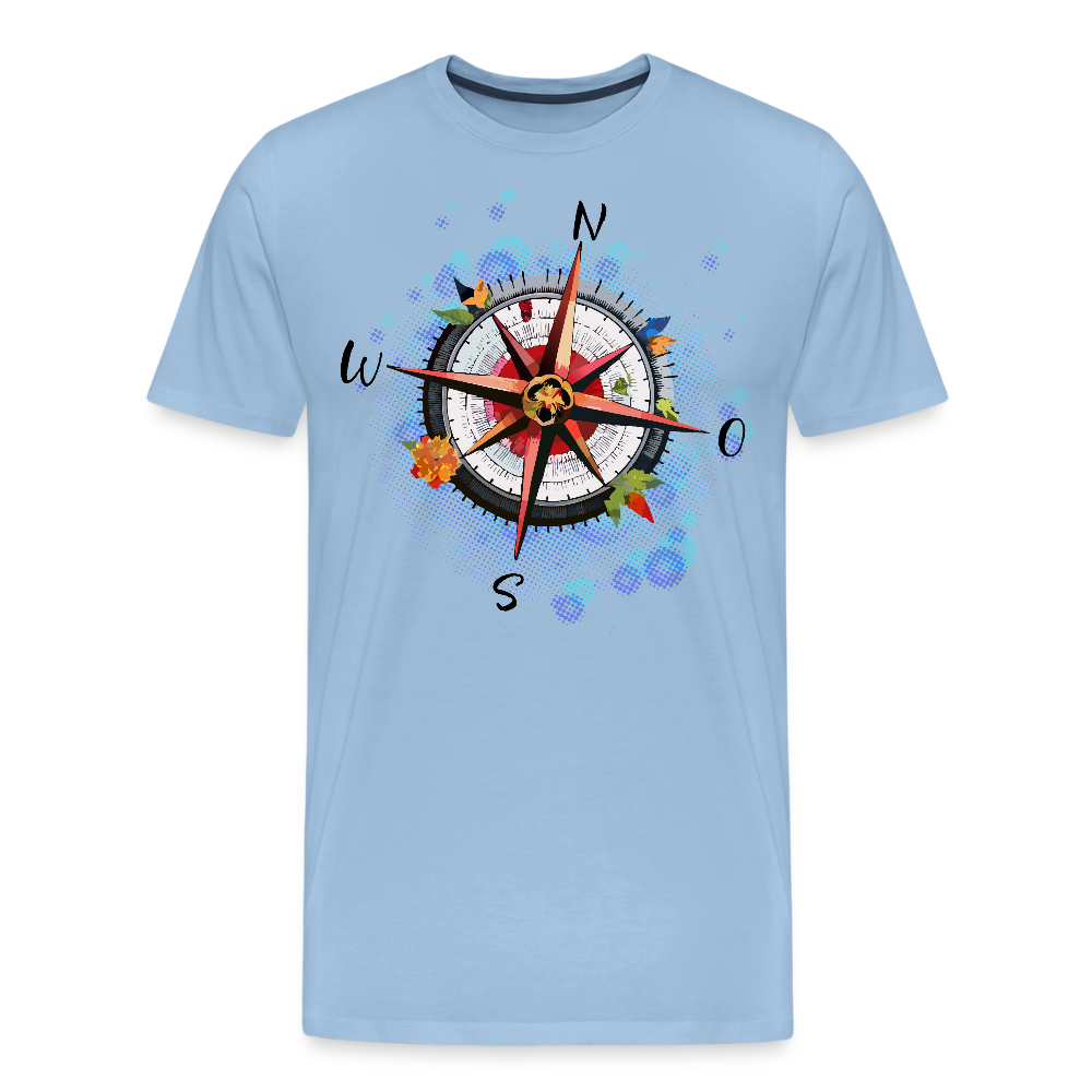 Männer Premium T-Shirt mit WINDROSE PRINT - Sky