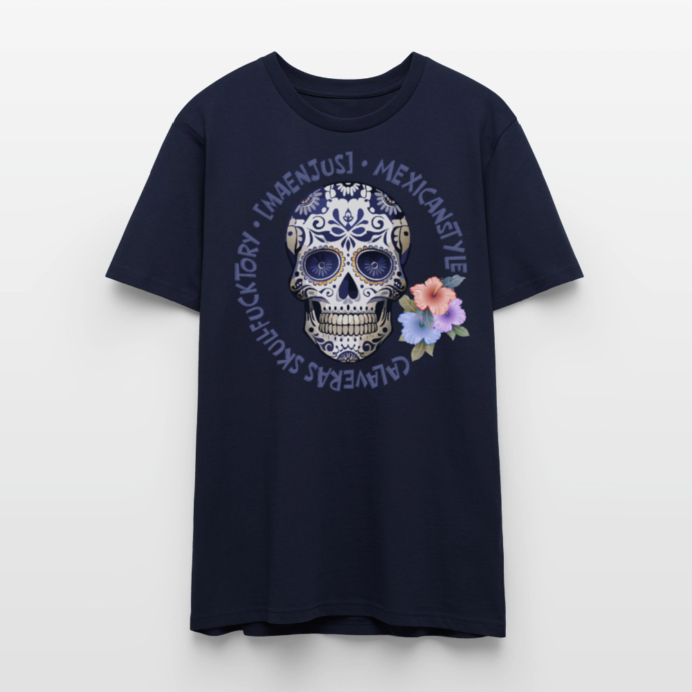 Unisex T-Shirt mit MAENJUS MEXICANSTYLE PRINT Vorderseite - Navy
