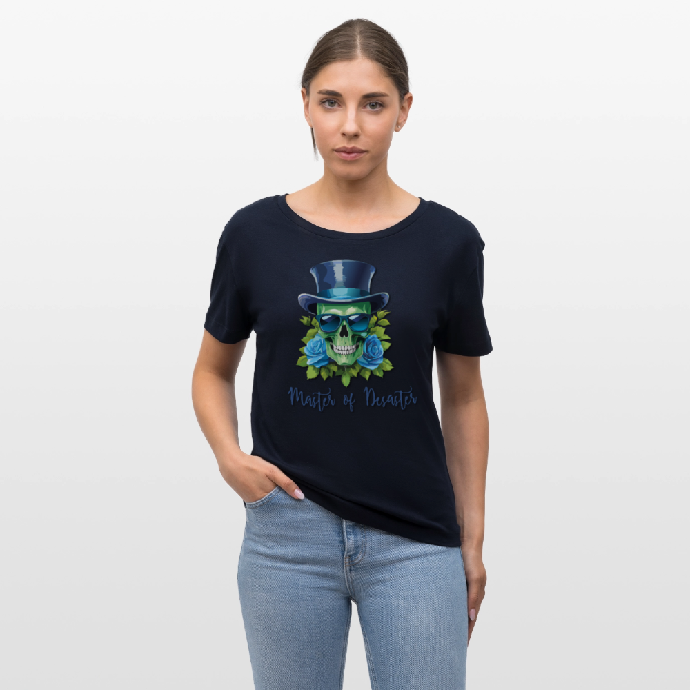 Frauen T-Shirt mit MASTER OF DESASTER SKULL PRINT - Navy