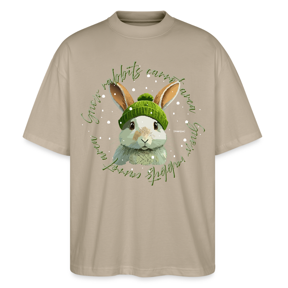 Oversized Unisex Bio T-Shirt mit SNOW RABBITS CARROT AREA PRINT - Steingrau