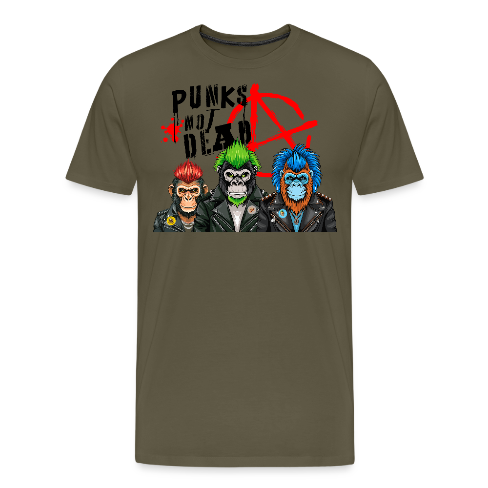 Männer Premium T-Shirt mit PUNKS NOT DEAD PRINT - Khaki