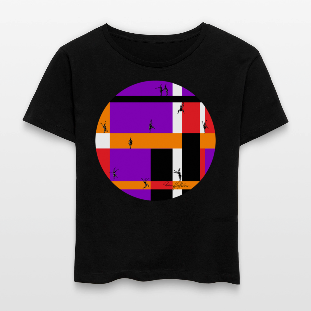 Relaxed Rundhals Frauen Bio-T-Shirt mit DYNAMIC FIELDS PRINT - Schwarz