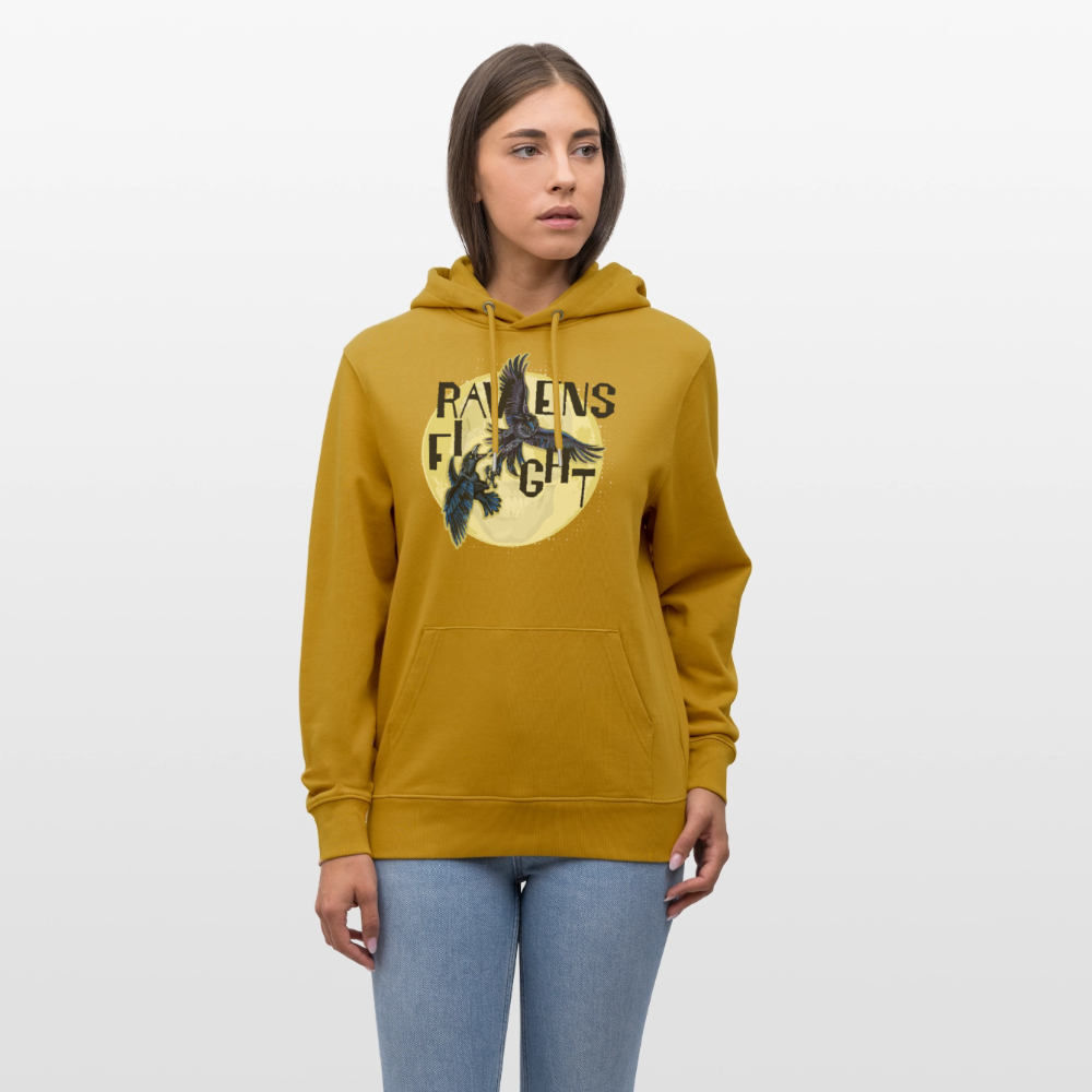 Unisex Hoodie mit RAVENS FIGHT PRINT - Ocker