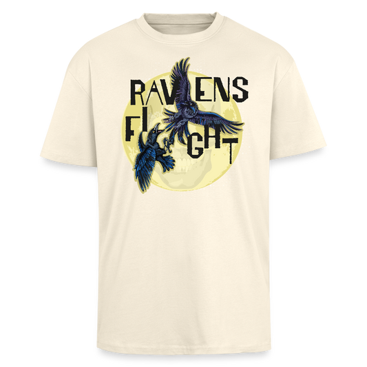 Heavy Oversize T-Shirt mit RAVENS FIGHT PRINT - Creme
