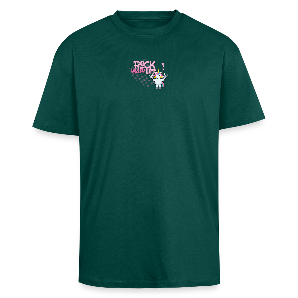 Heavy Oversize T-Shirt mit ROCK YOUR LIFE PRINT - hunter Green