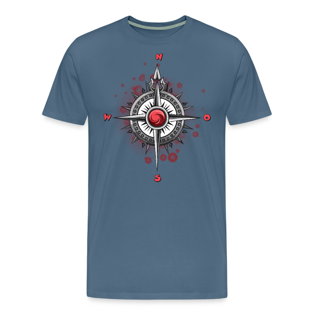Männer Premium T-Shirt mit WINDROSE PRINT - Blaugrau