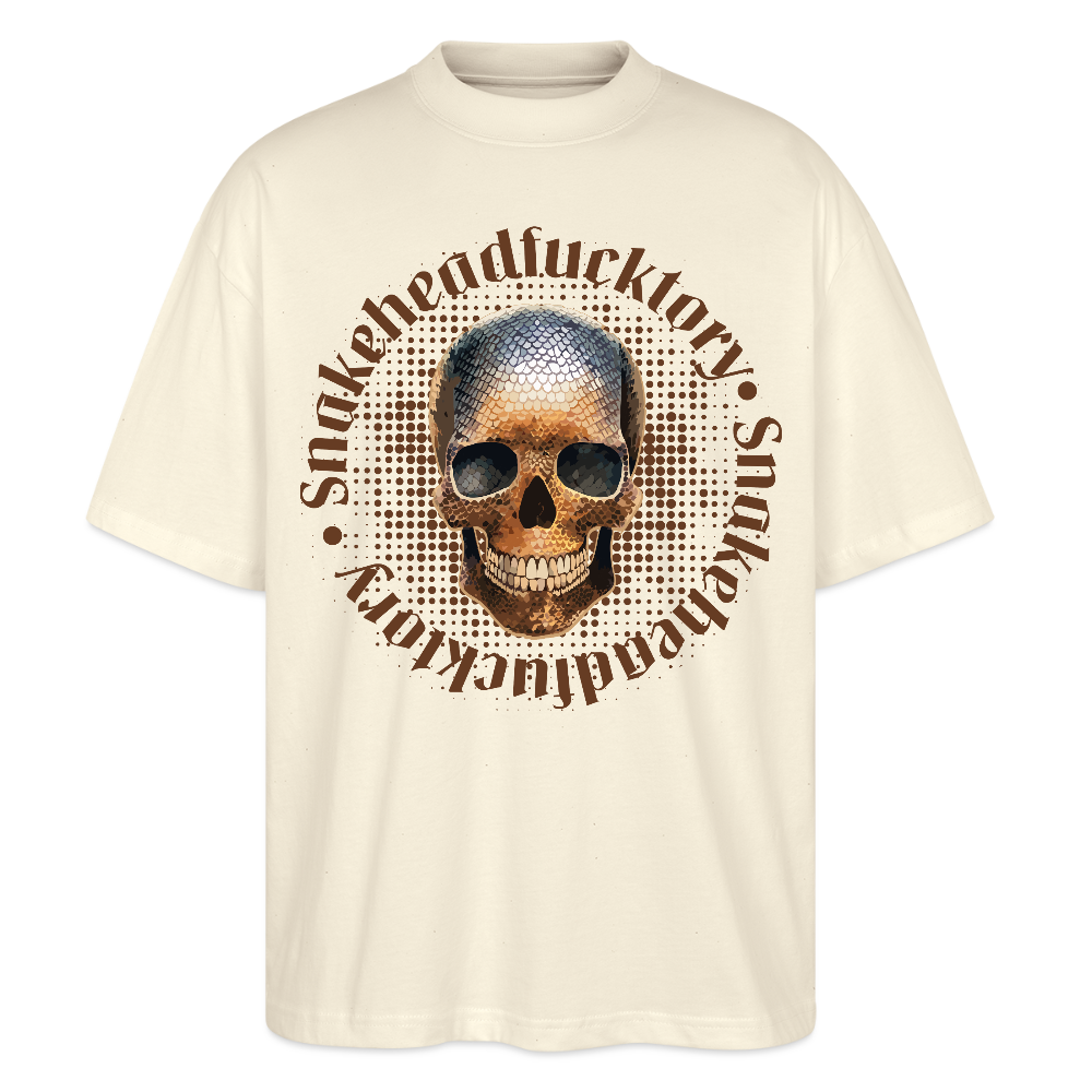 Oversized Unisex T-Shirt mit SNAKEHEAD SKULL PRINT - Weißgrau