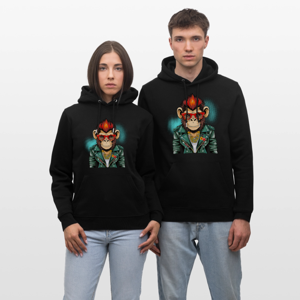 Unisex Hoodie mit MONKEY PRINT - Schwarz