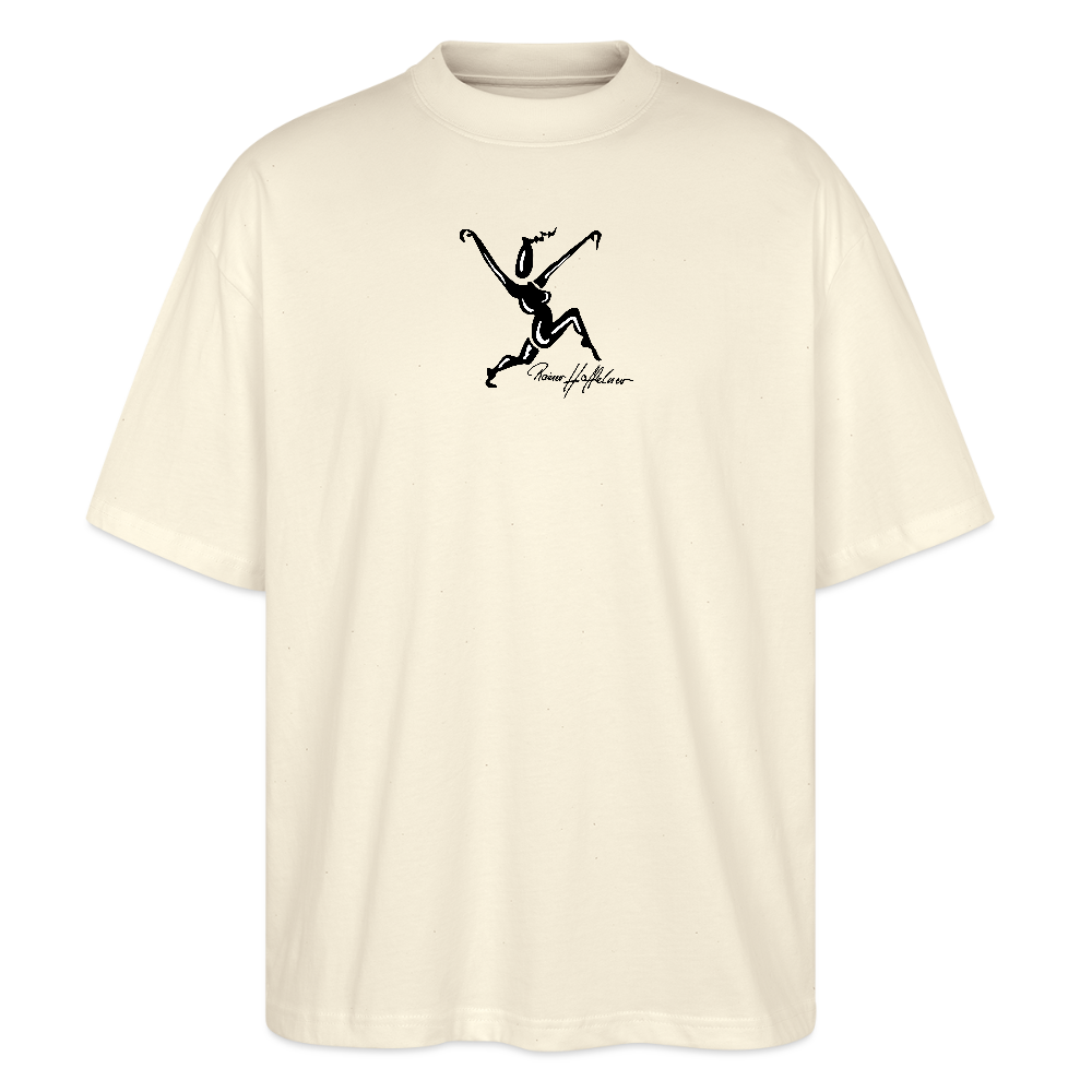 Oversized Unisex Bio T-Shirt mit TUSCHEWEIBCHEN PRINT - Weißgrau