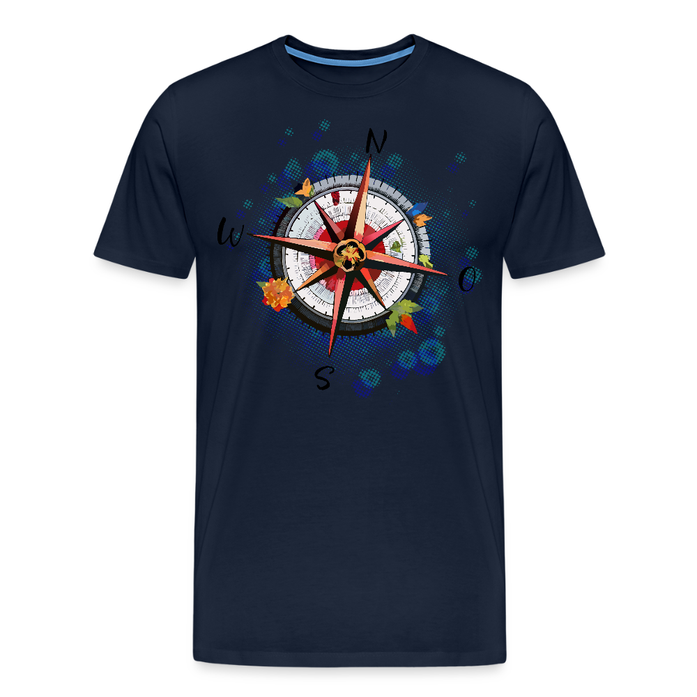 Männer Premium T-Shirt mit WINDROSE PRINT - Navy