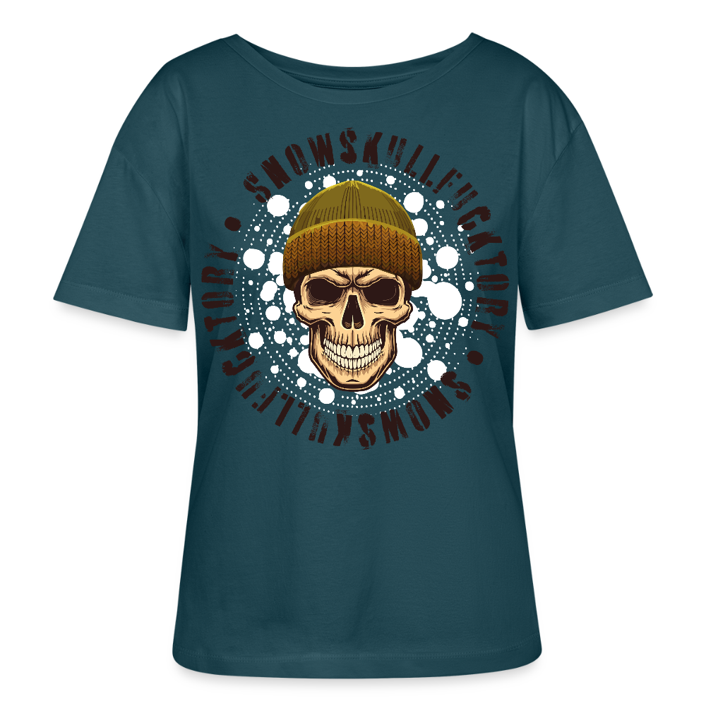 Frauen T-Shirt mit SNOWSKULL PRINT - Dunkles Petrol