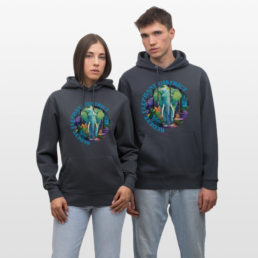 Unisex Bio-Hoodie mit REDEYE ELEPHANT DISTRICT PRINT - Indigoblau