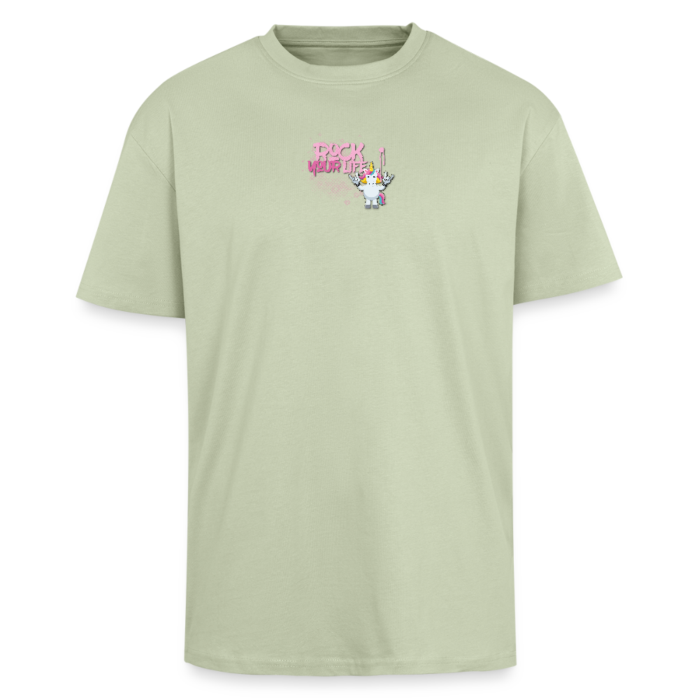 Heavy Oversize T-Shirt mit ROCK YOUR LIFE PRINT - Leichtes Salbeigrün