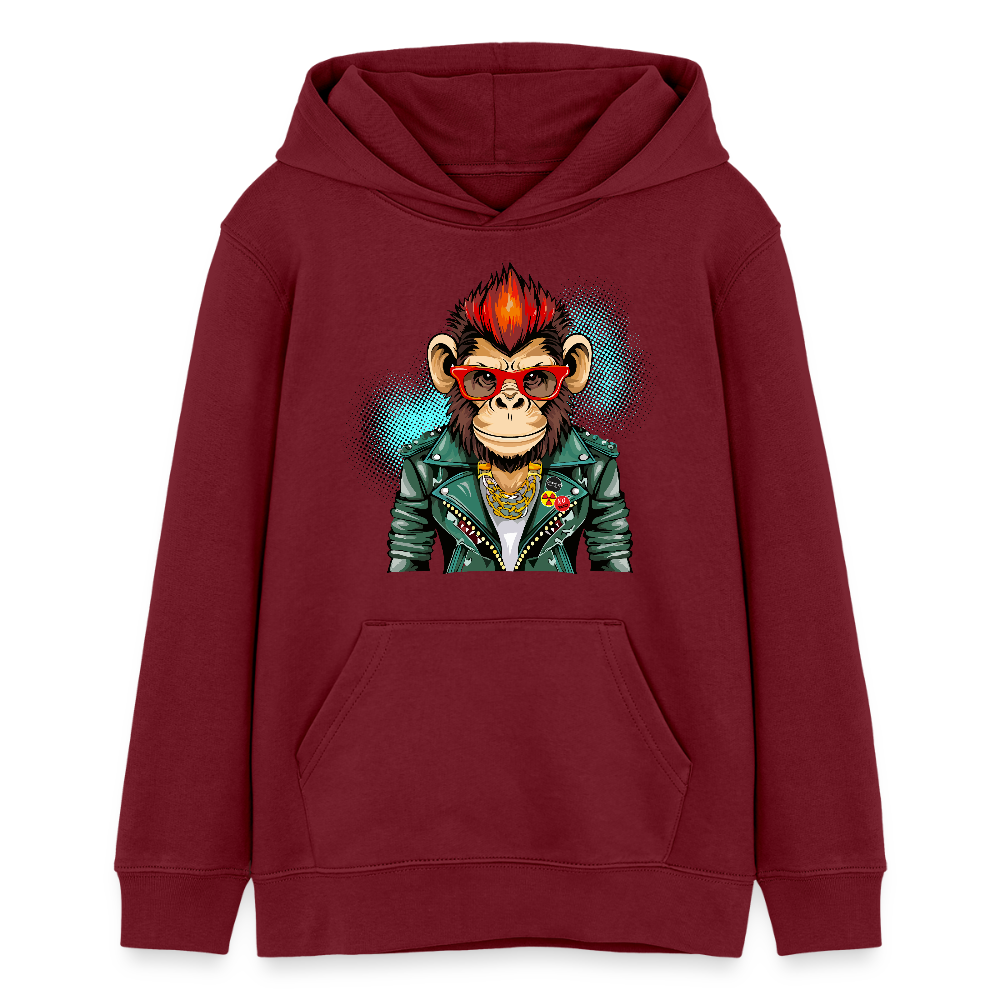 MNJS TEENS Bio-Hoodie mit MONKEY PRINT - Burgunderrot