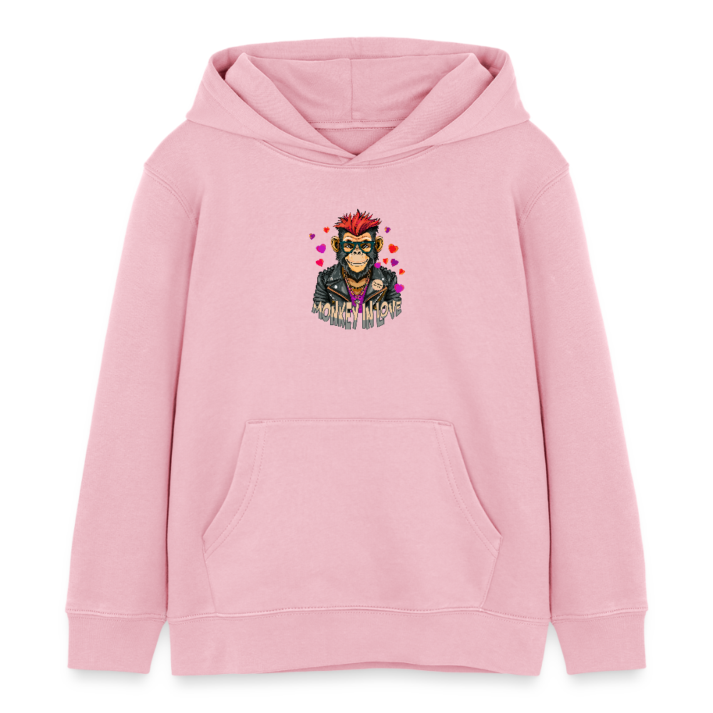 MNJS KIDS Bio-Hoodie mit MONKEY IN LOVE PRINT - Hellrosa