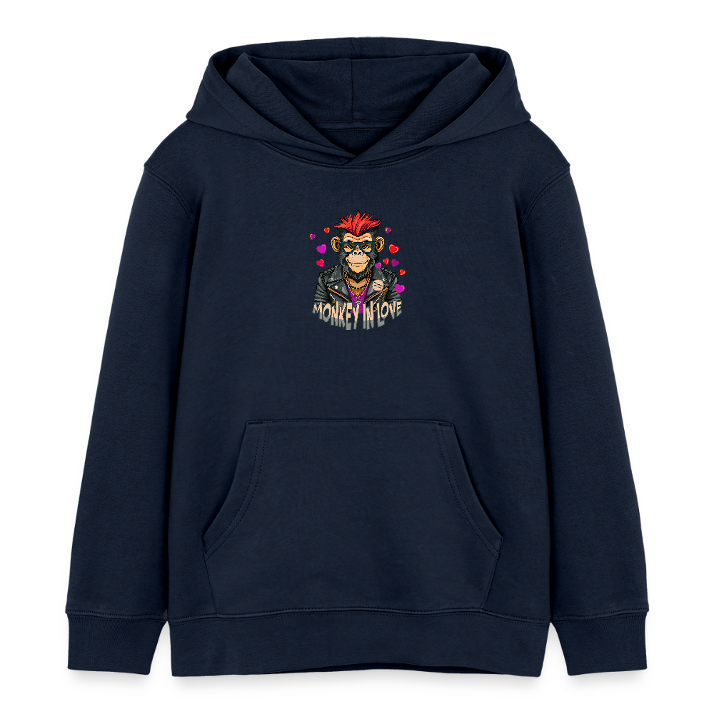MNJS KIDS Bio-Hoodie mit MONKEY IN LOVE PRINT - Navy