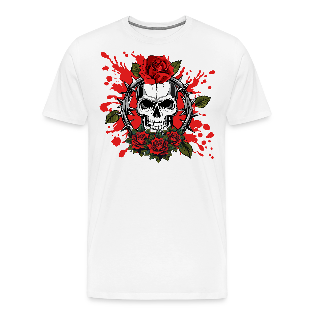 Männer Premium T-Shirt mit ROSENSKULL PRINT - Weiß