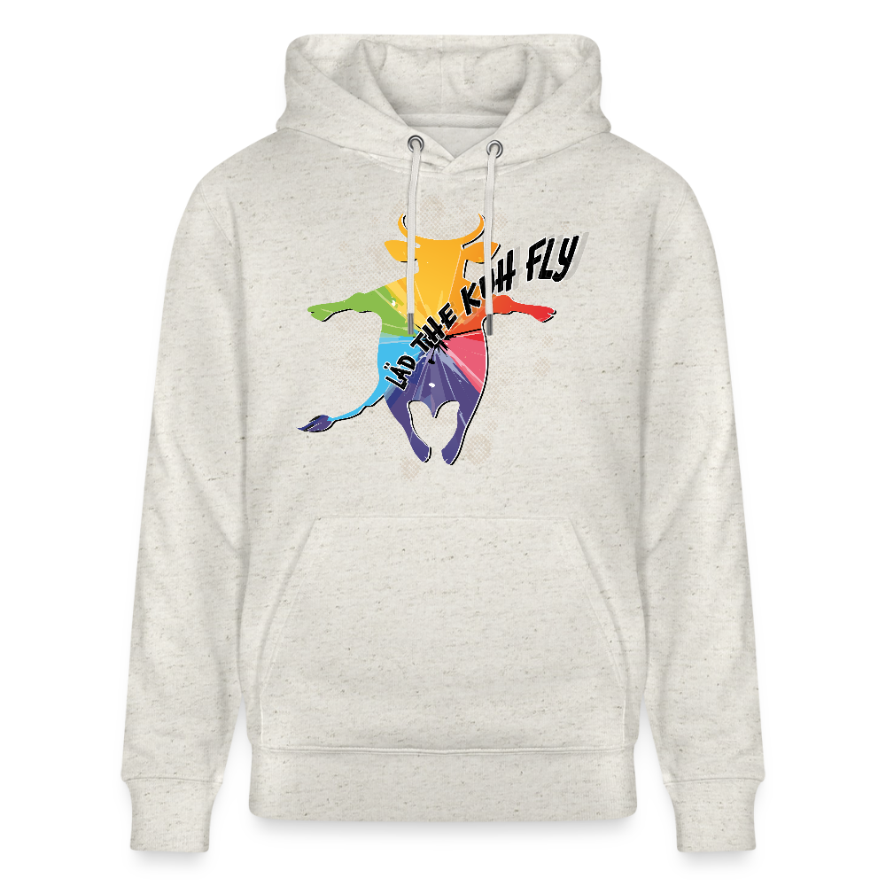 Unisex Hoodie mit LÄD THE KUH FLY PRINT - Beige meliert