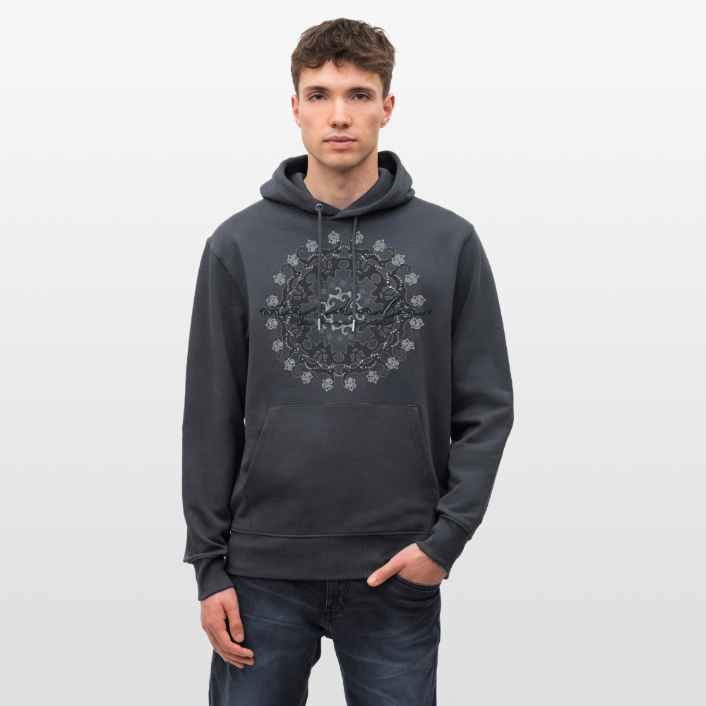 Unisex Bio-Hoodie mit BLACK MANDALA PRINT - Indigoblau