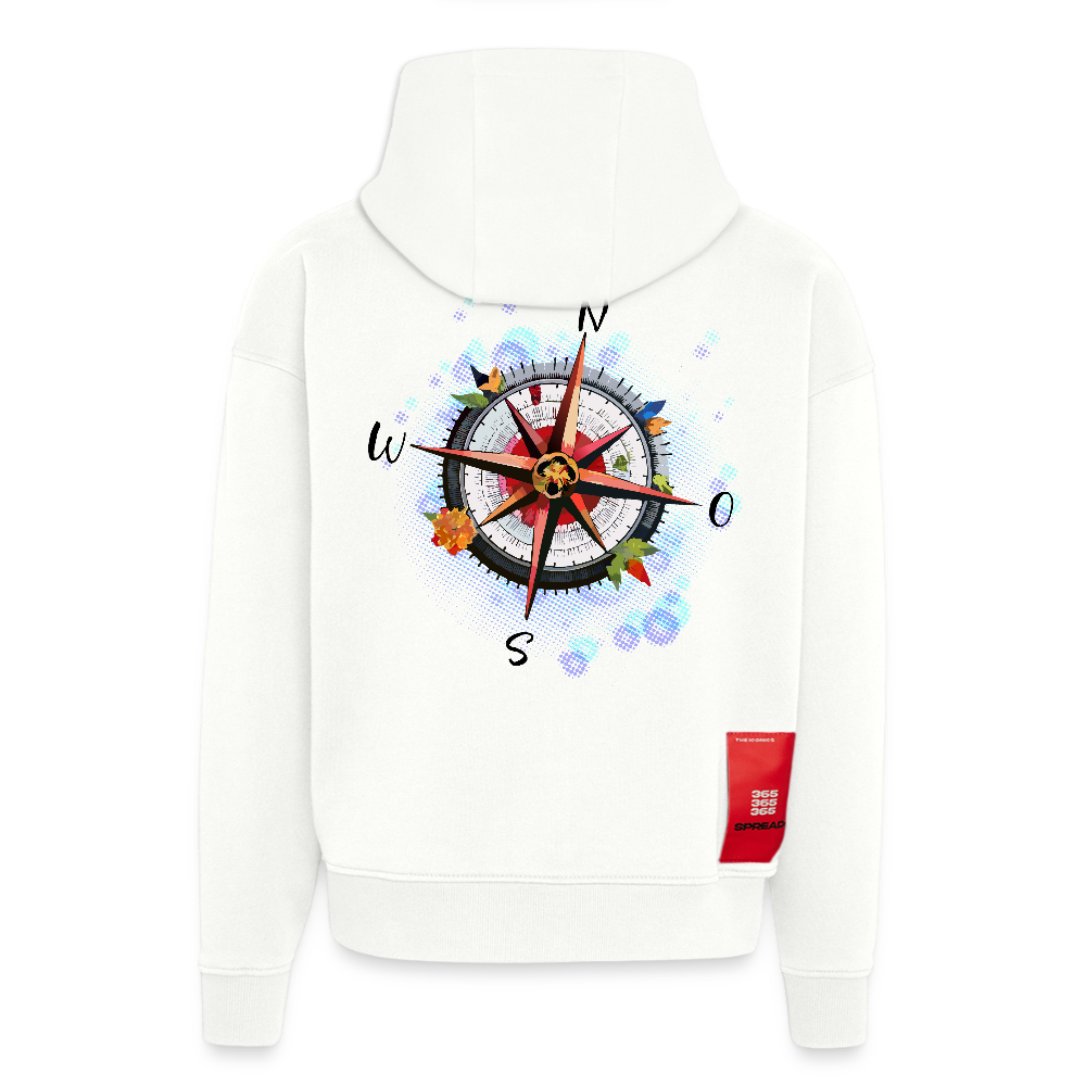 Heavyweight Oversized Organic Hoodie mit WINDROSE PRINT - OFF WHITE