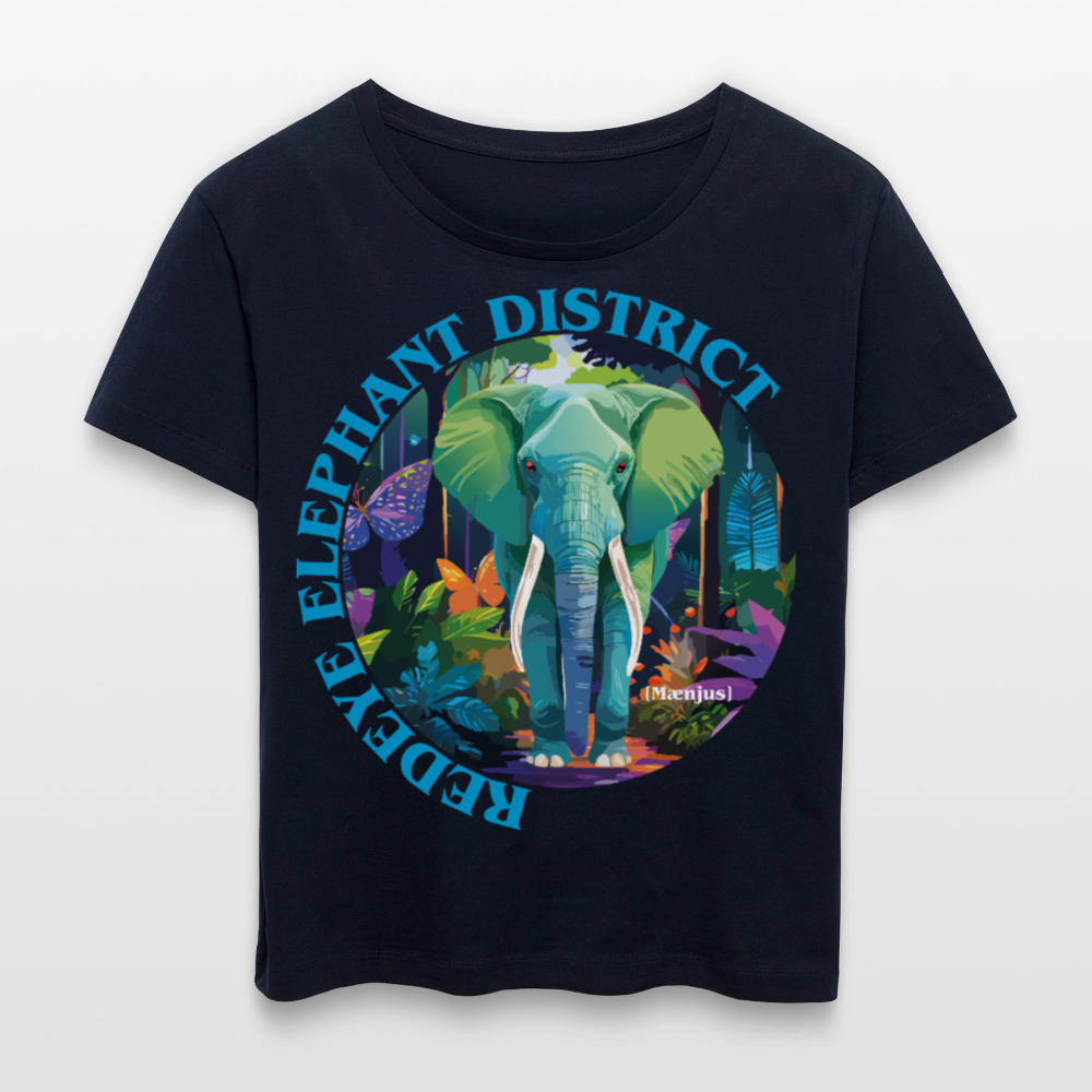 Frauen T-Shirt mit REDEYE ELEPHANT DISTRICT PRINT Vorderseite - Navy
